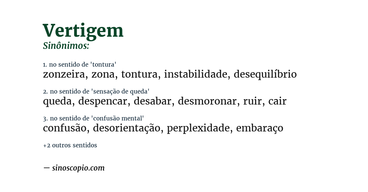 Sinônimo de vertigem