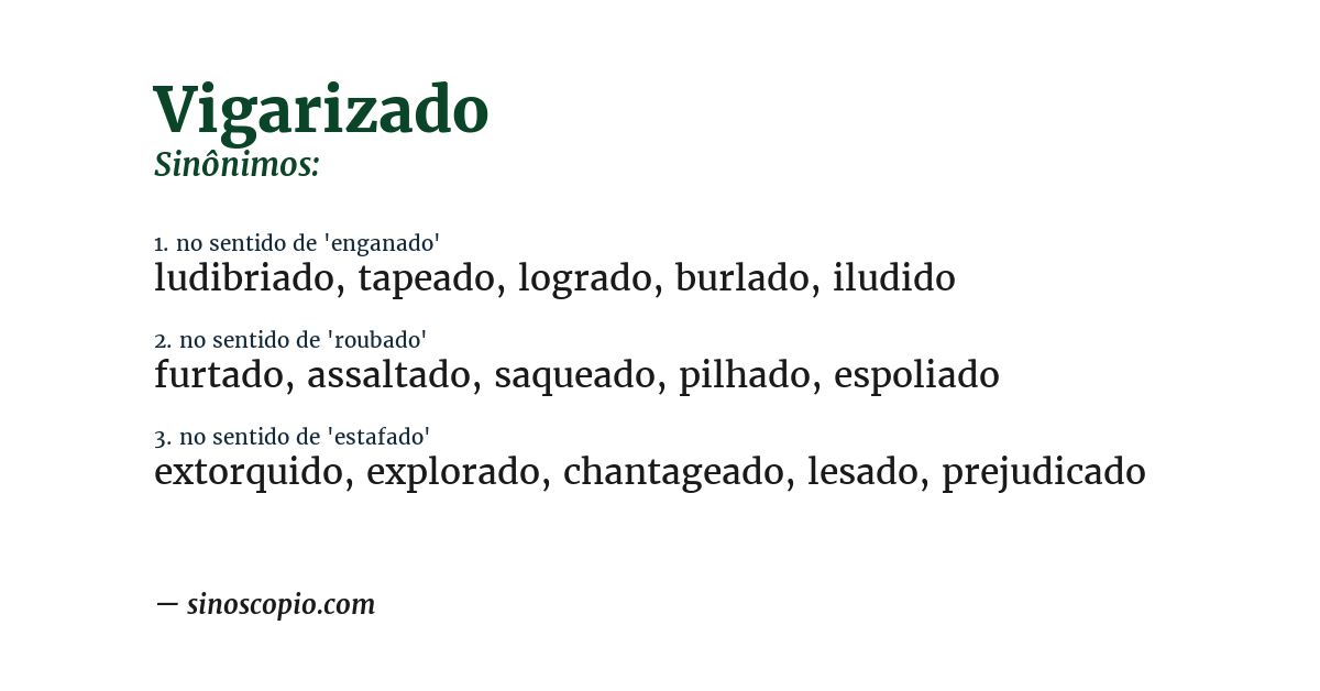 Sinônimo de vigarizado
