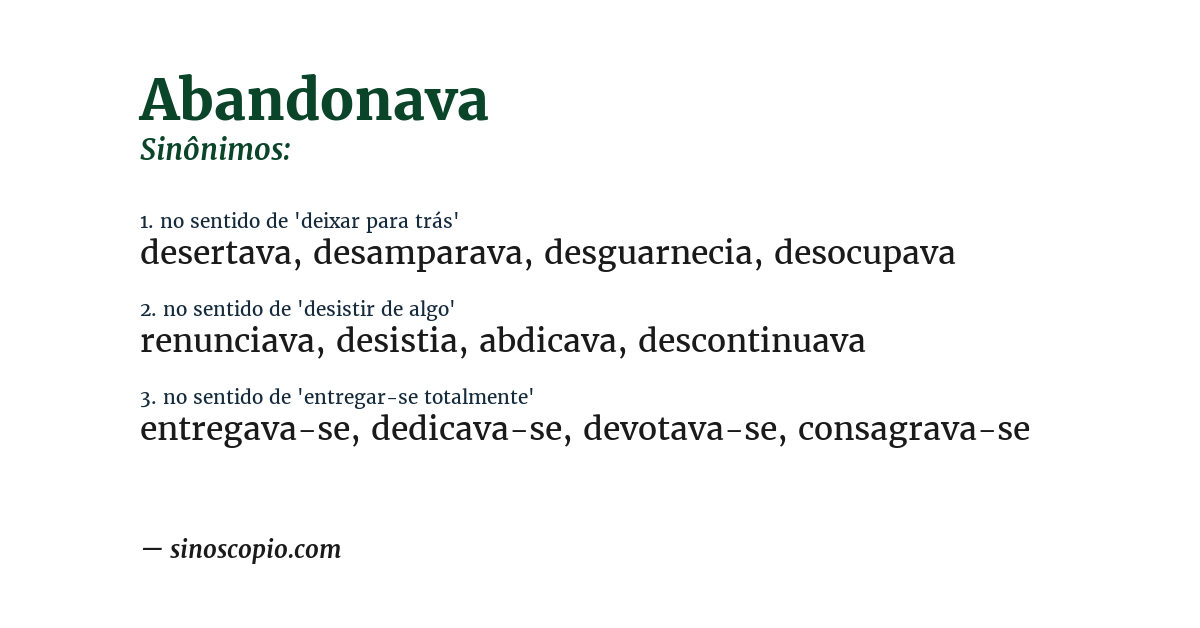 Sinônimo de abandonava