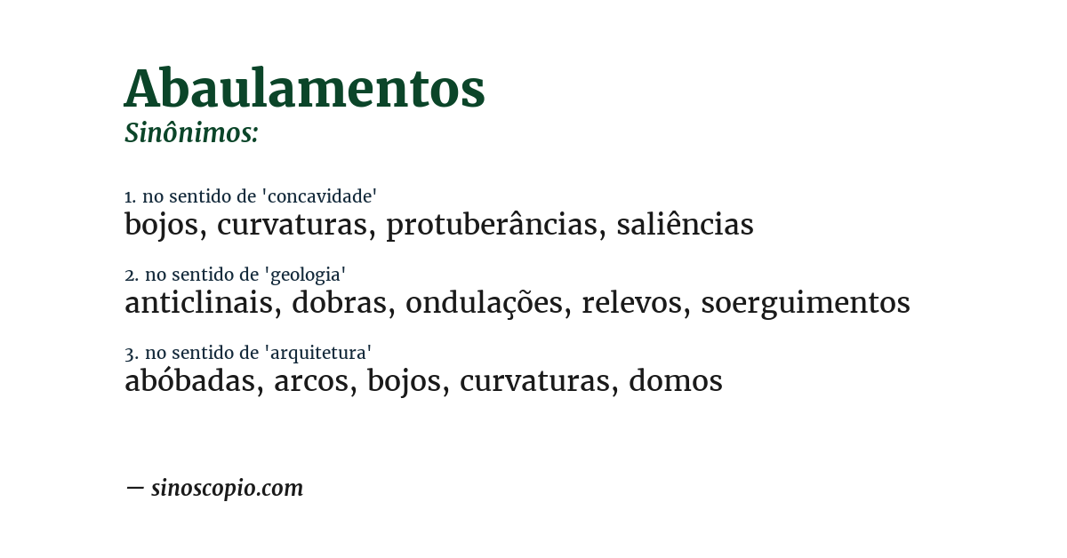 Sinônimo de abaulamentos