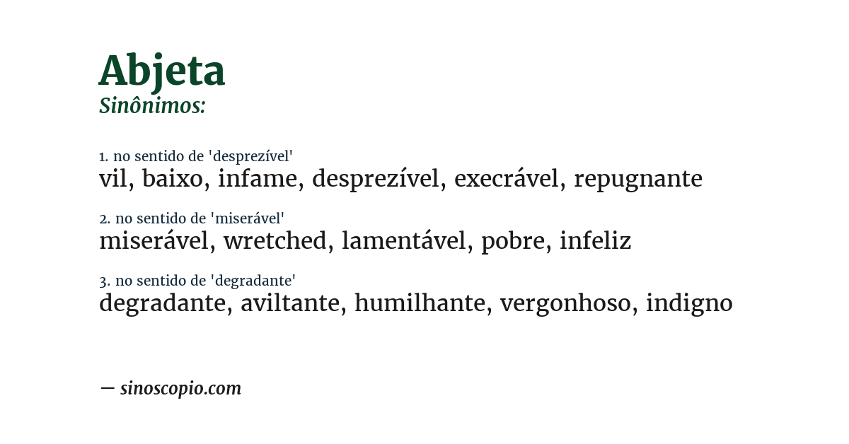 Sinônimo de abjeta