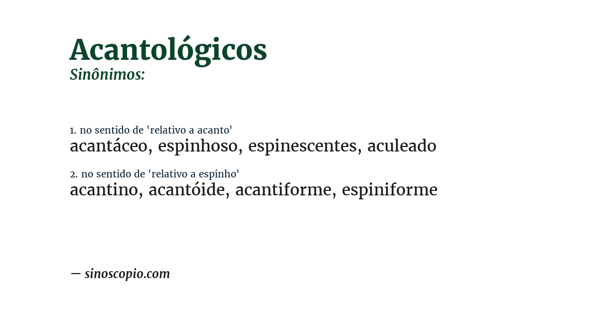 Sinônimo de acantológicos