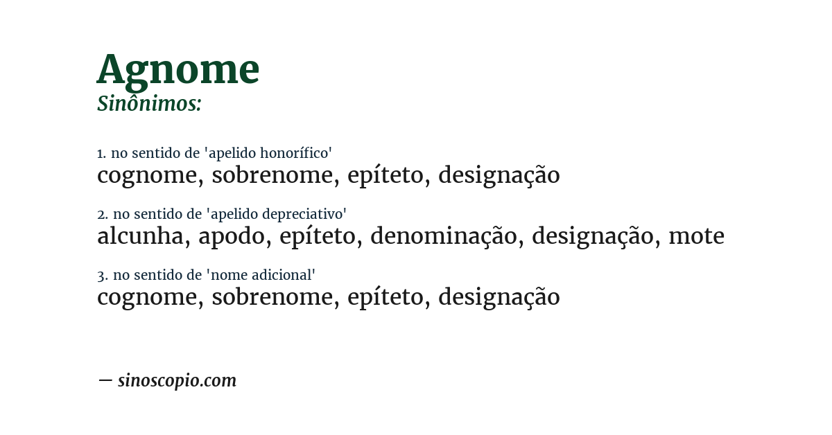 Sinônimo de agnome