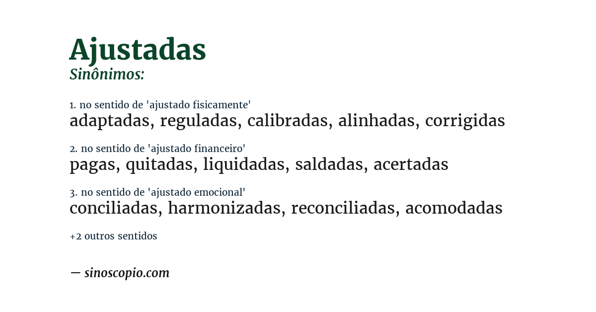 Sinônimo de ajustadas