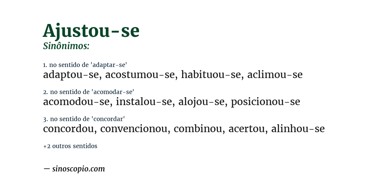 Sinônimo de ajustou-se