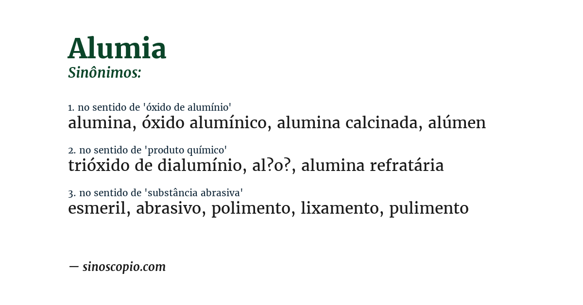 Sinônimo de alumia