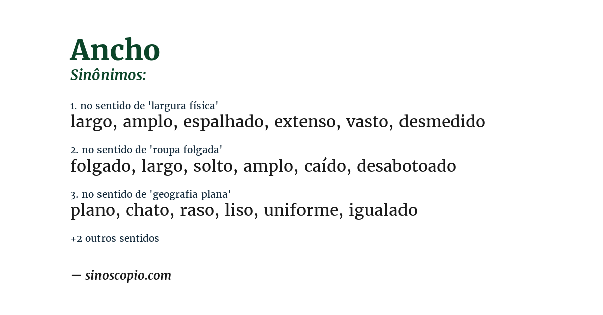 Sinônimo de ancho