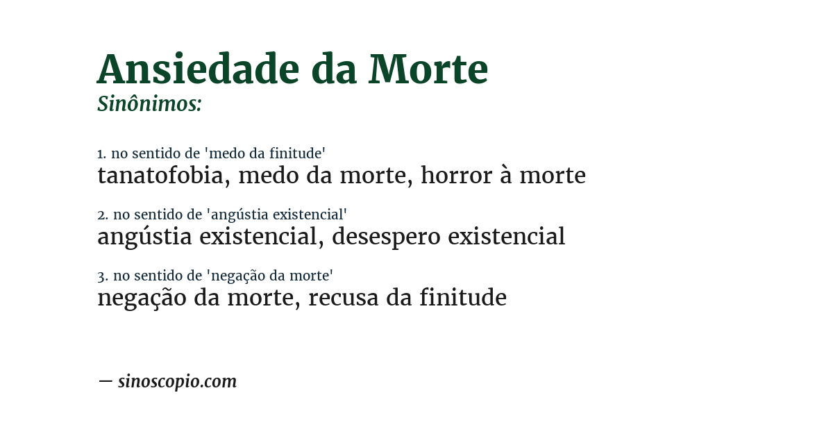 Sinônimo de ansiedade da morte