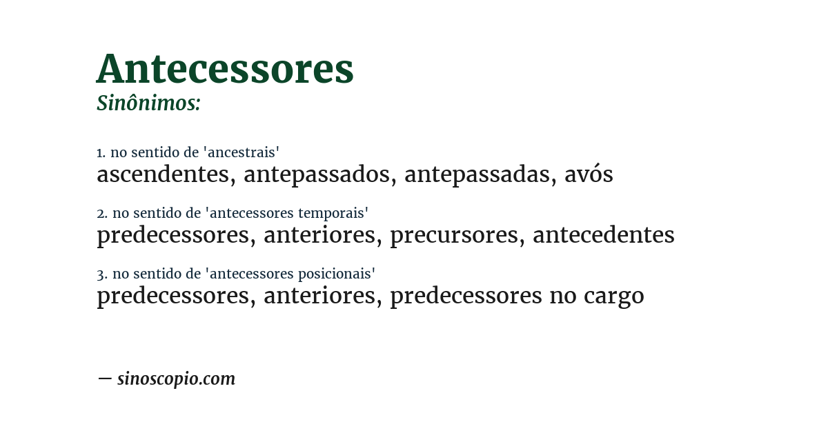 Sinônimo de antecessores