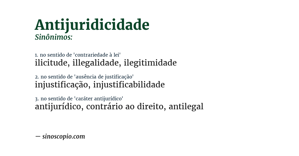 Sinônimo de antijuridicidade