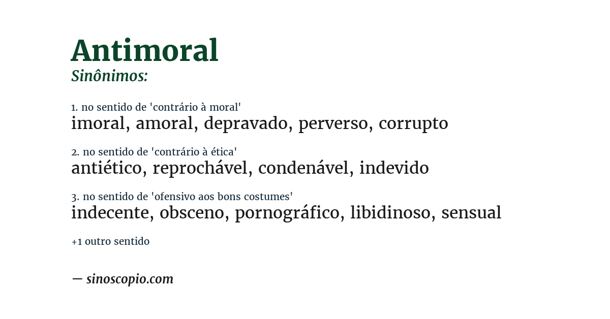 Sinônimo de antimoral