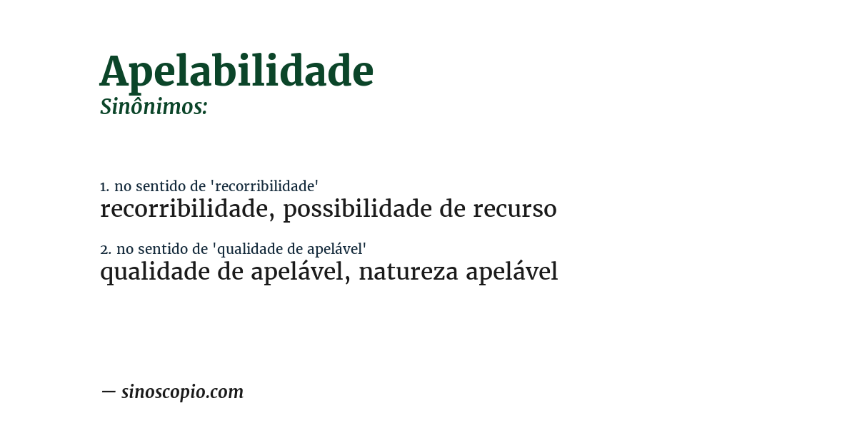 Sinônimo de apelabilidade