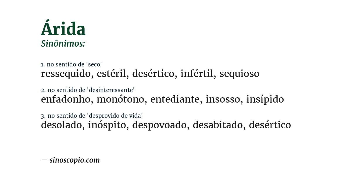 Sinônimo de árida