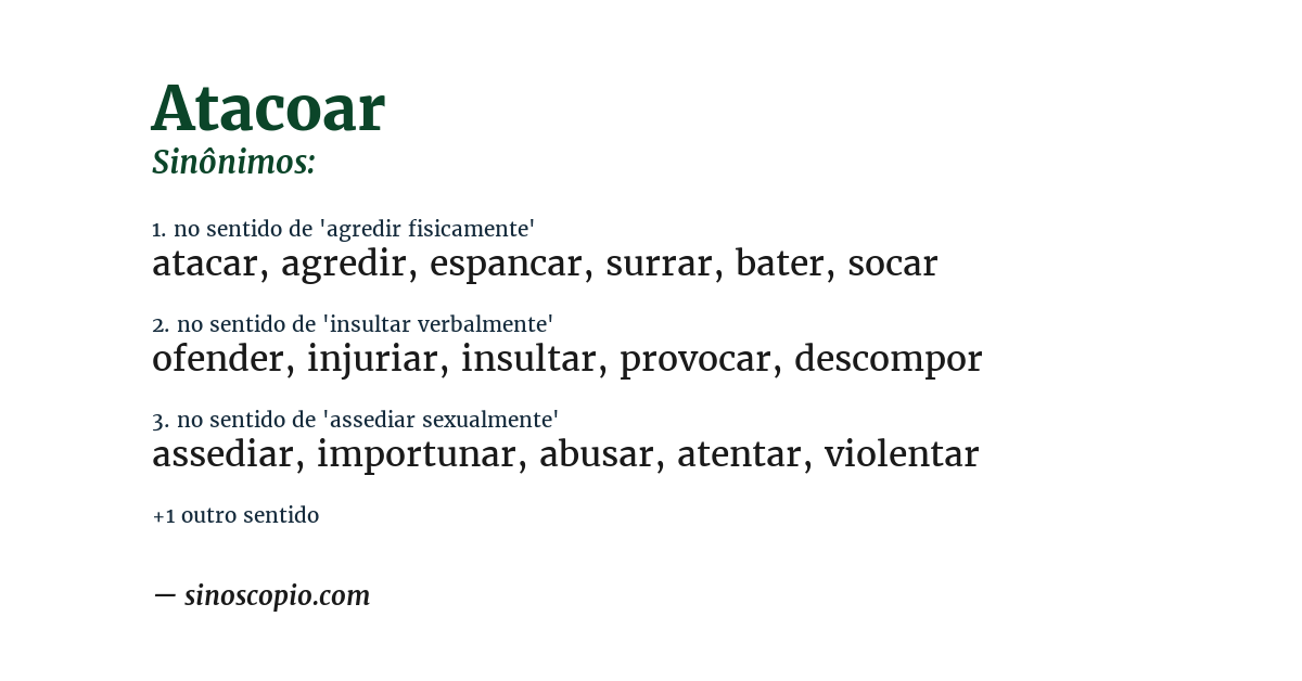 Sinônimo de atacoar
