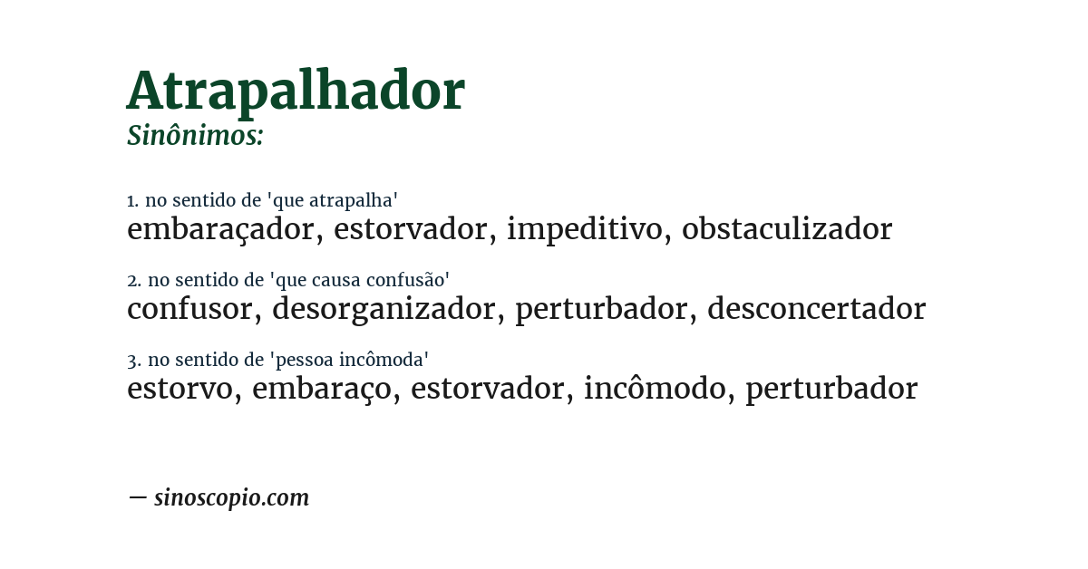 Sinônimo de atrapalhador