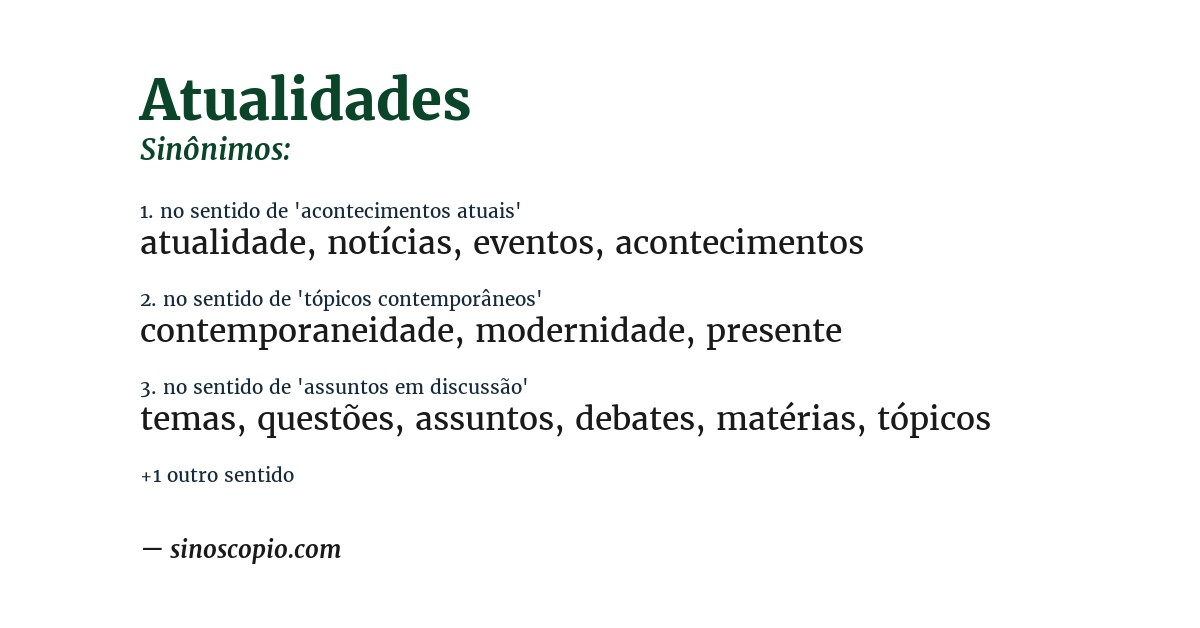 Sinônimo de atualidades