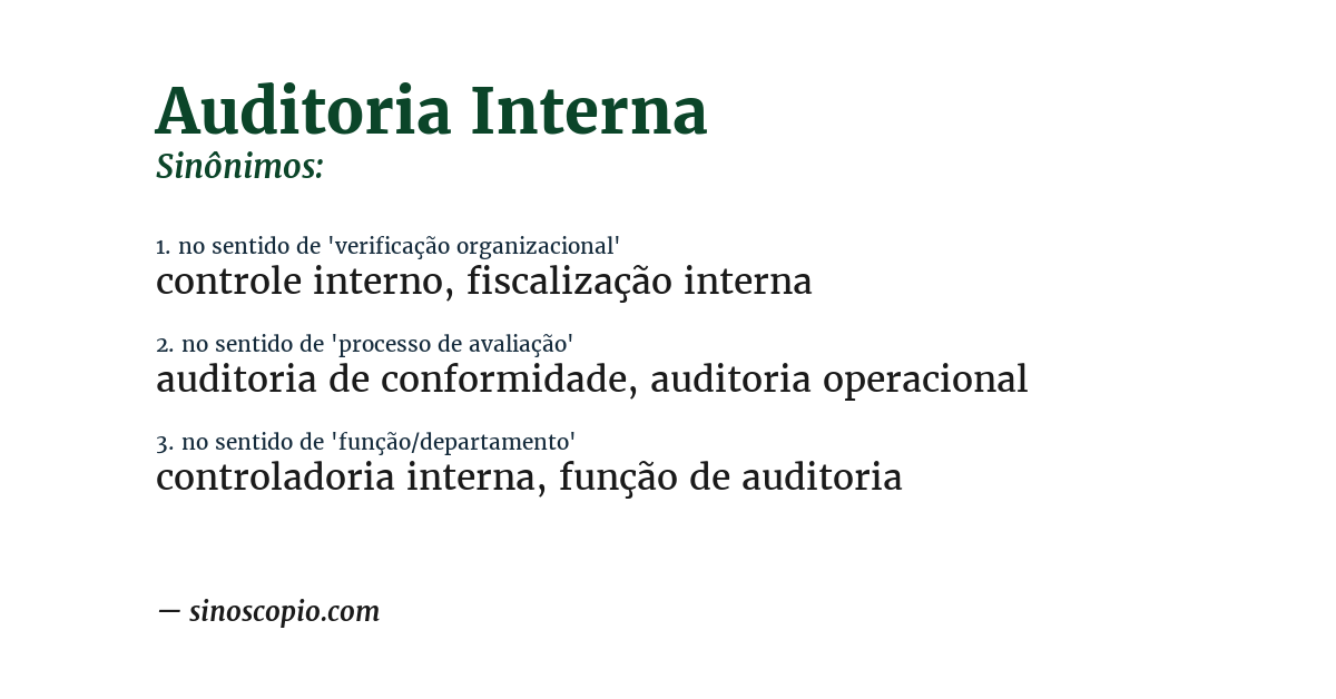 Sinônimo de auditoria interna