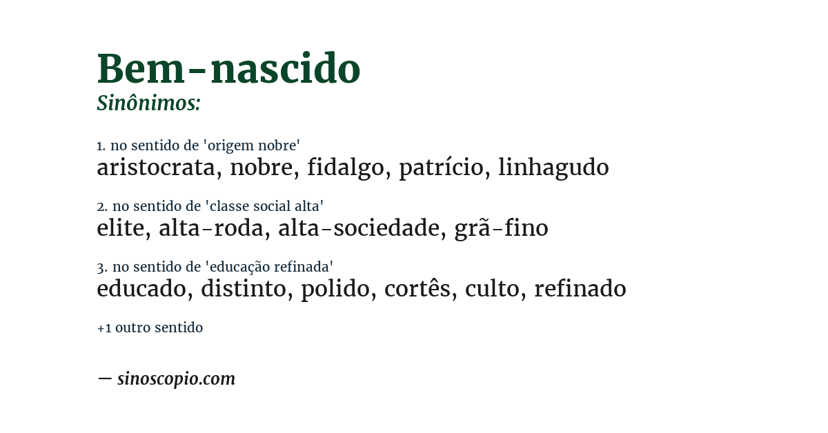 Sinônimo de bem-nascido