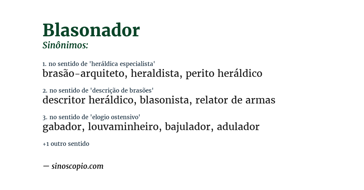 Sinônimo de blasonador