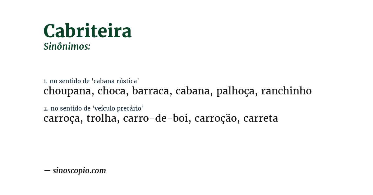 Sinônimo de cabriteira