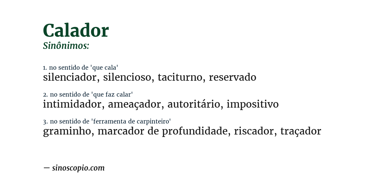 Sinônimo de calador