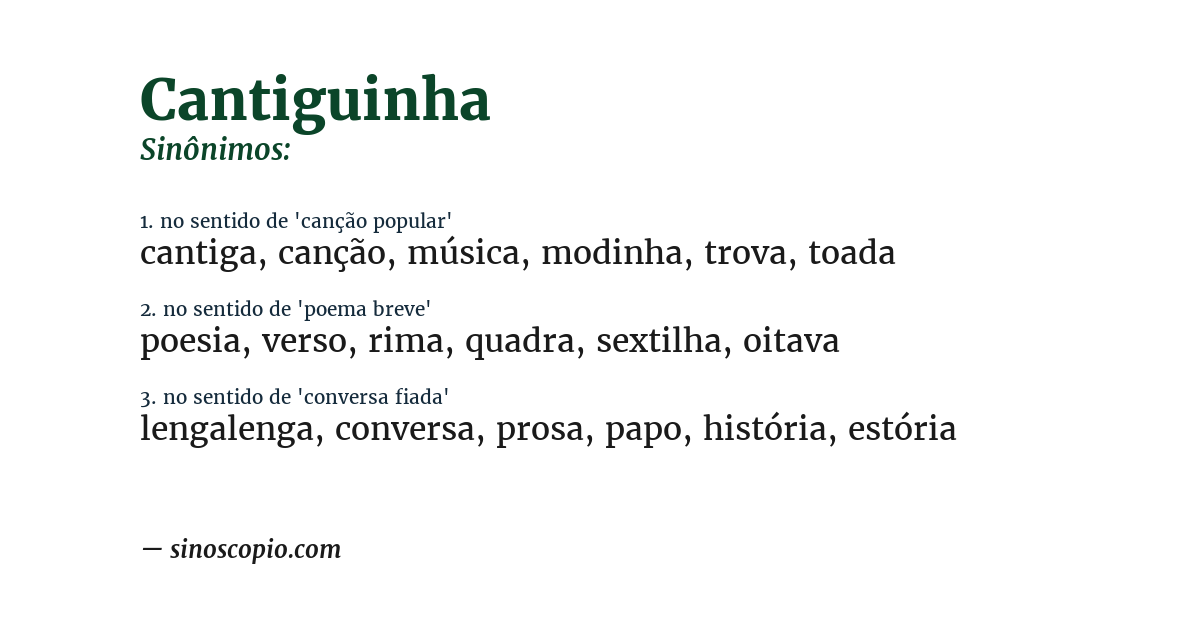 Sinônimo de cantiguinha