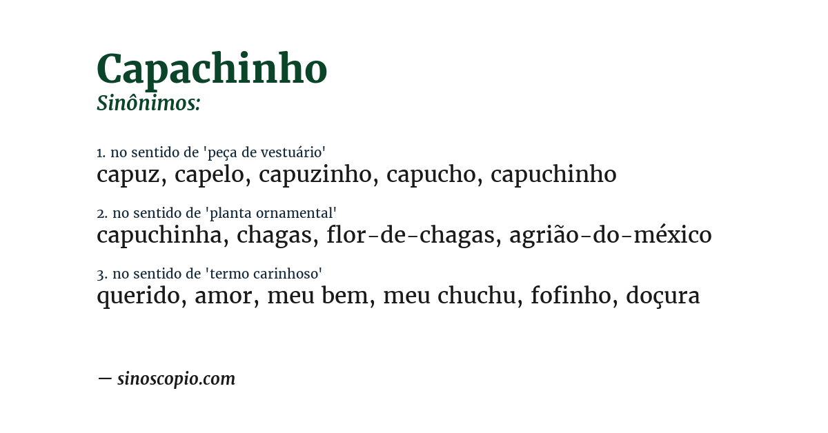 Sinônimo de capachinho