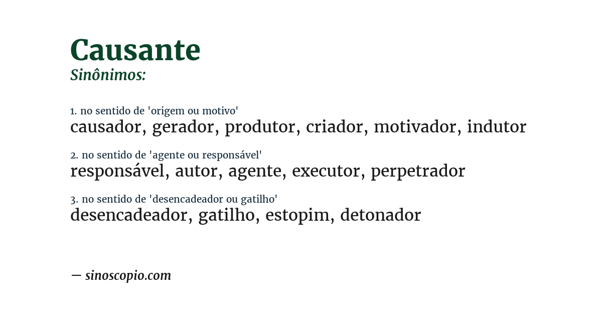 Sinônimo de causante