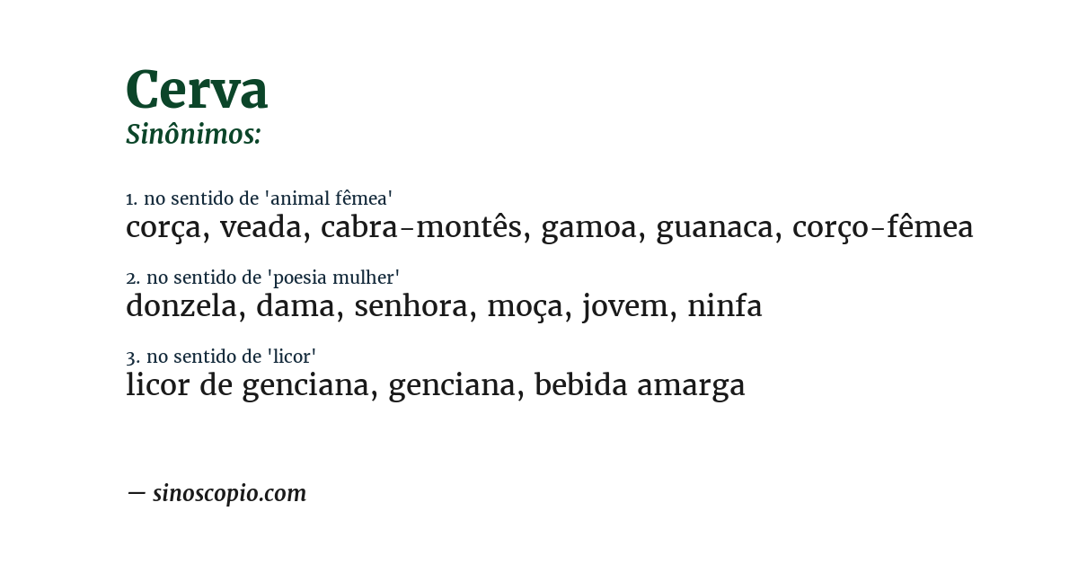 Sinônimo de cerva