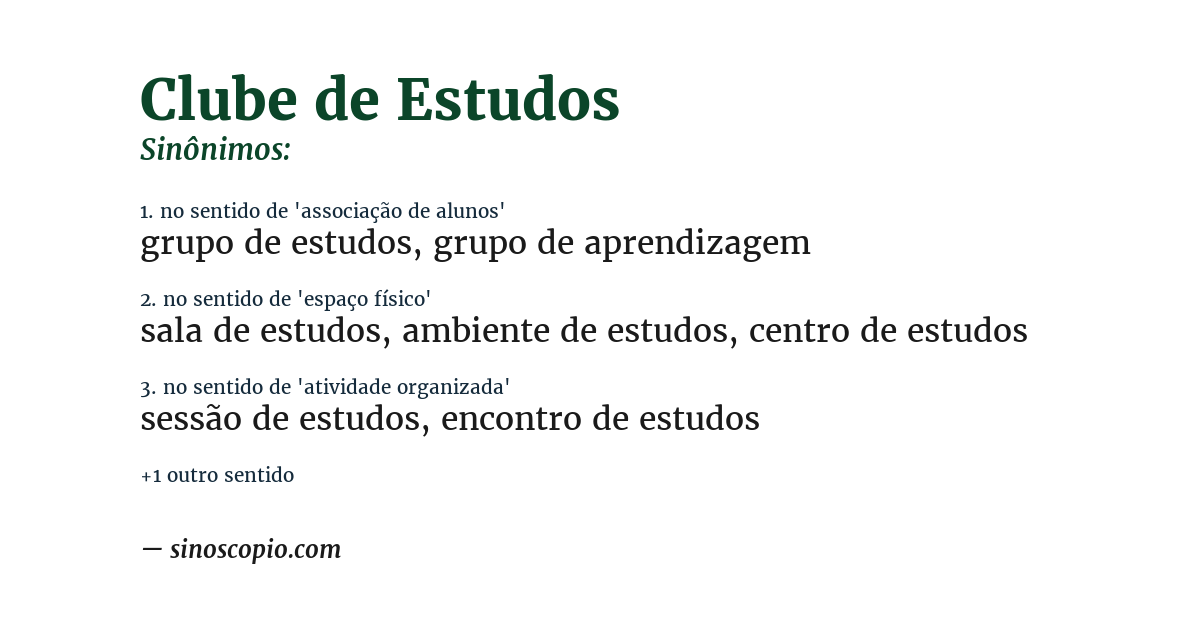 Sinônimo de clube de estudos