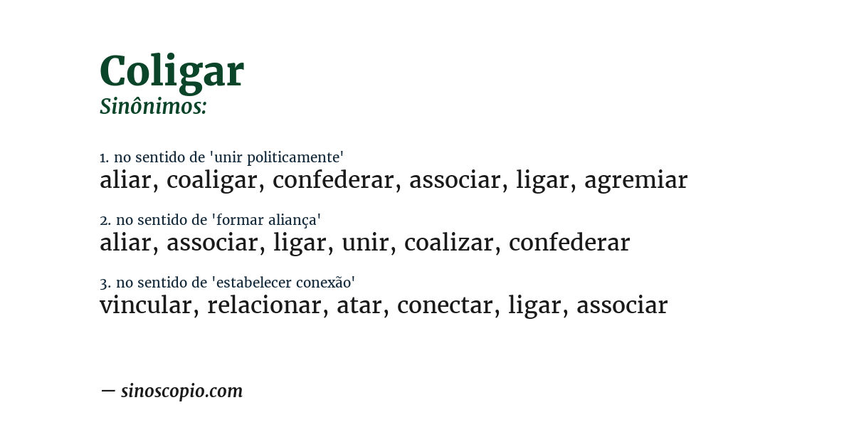 Sinônimo de coligar
