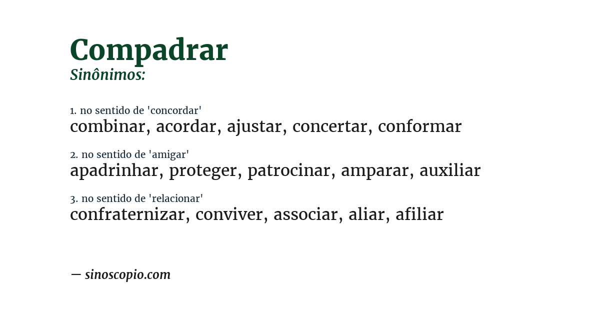 Sinônimo de compadrar
