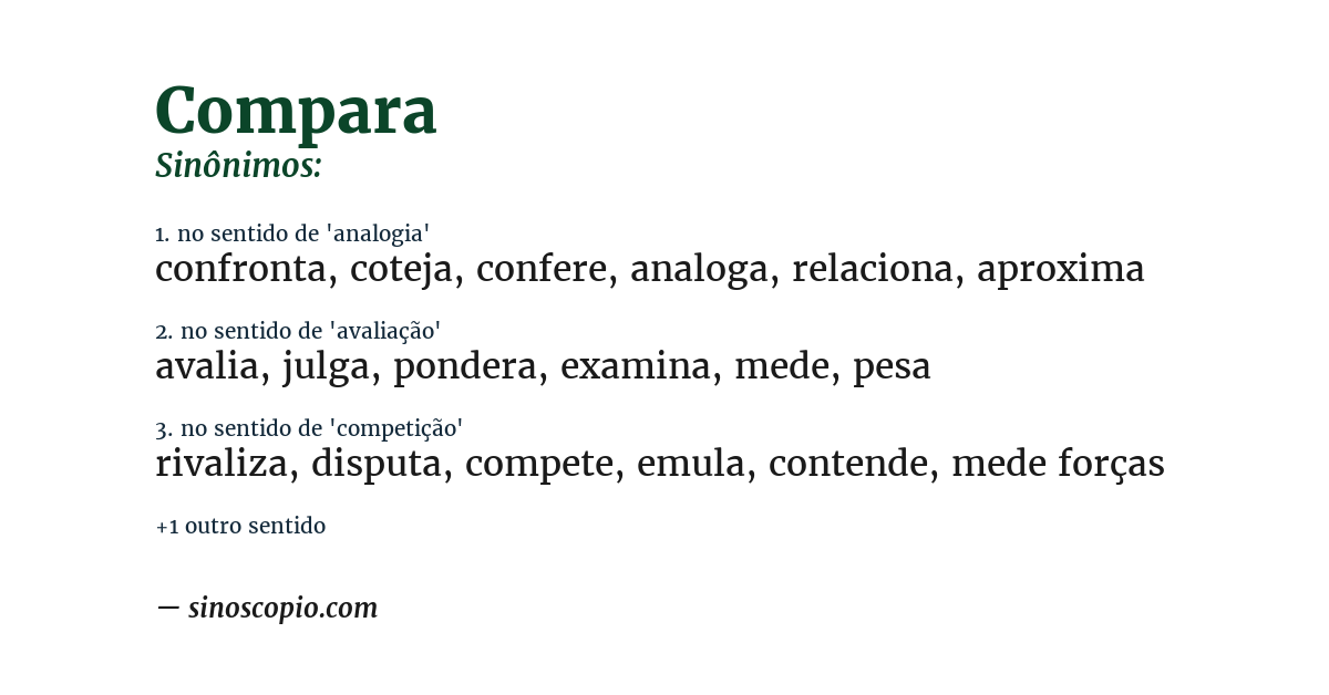 Sinônimo de compara