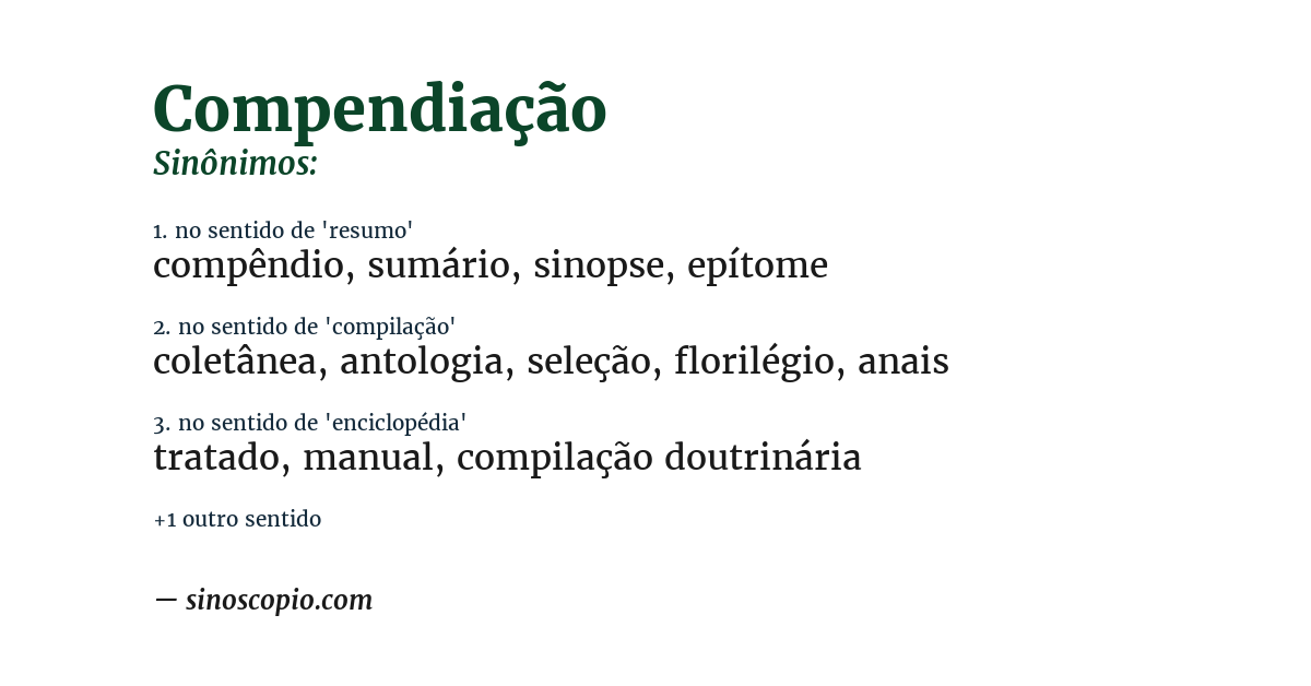 Sinônimo de compendiação