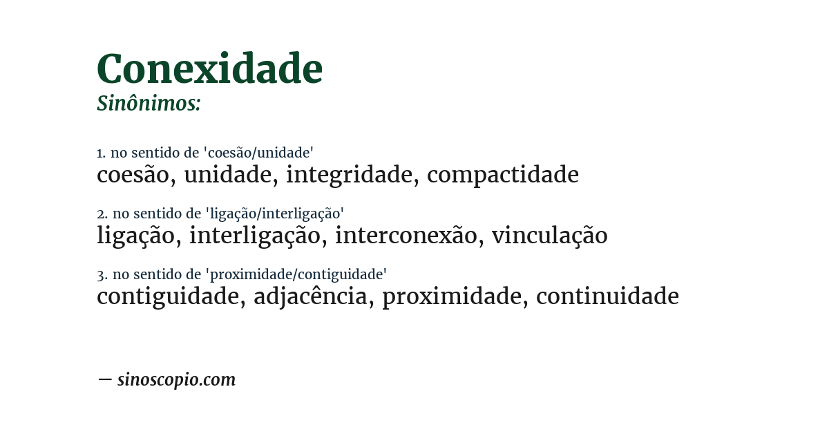 Sinônimo de conexidade