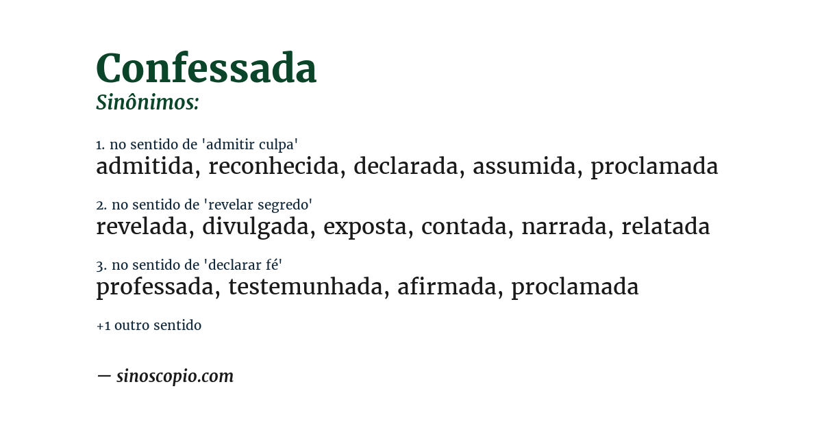 Sinônimo de confessada