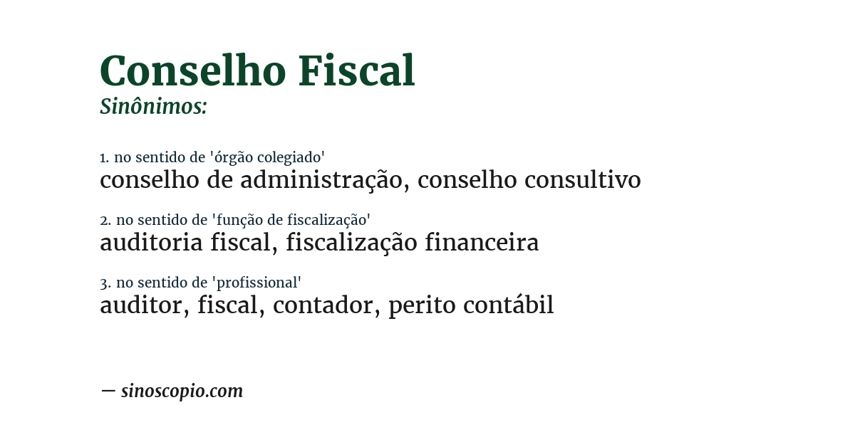 Sinônimo de conselho fiscal