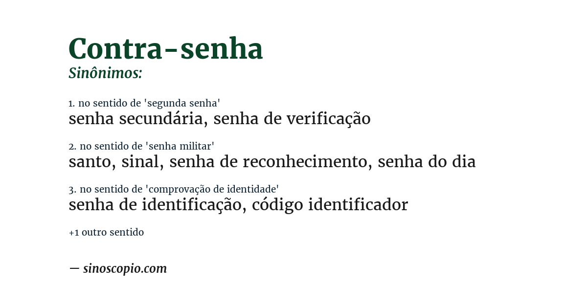 Sinônimo de contra-senha