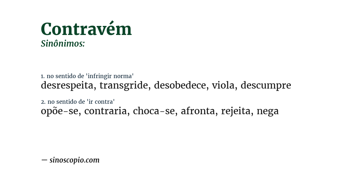 Sinônimo de contravém