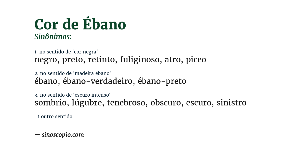 Sinônimo de cor de ébano