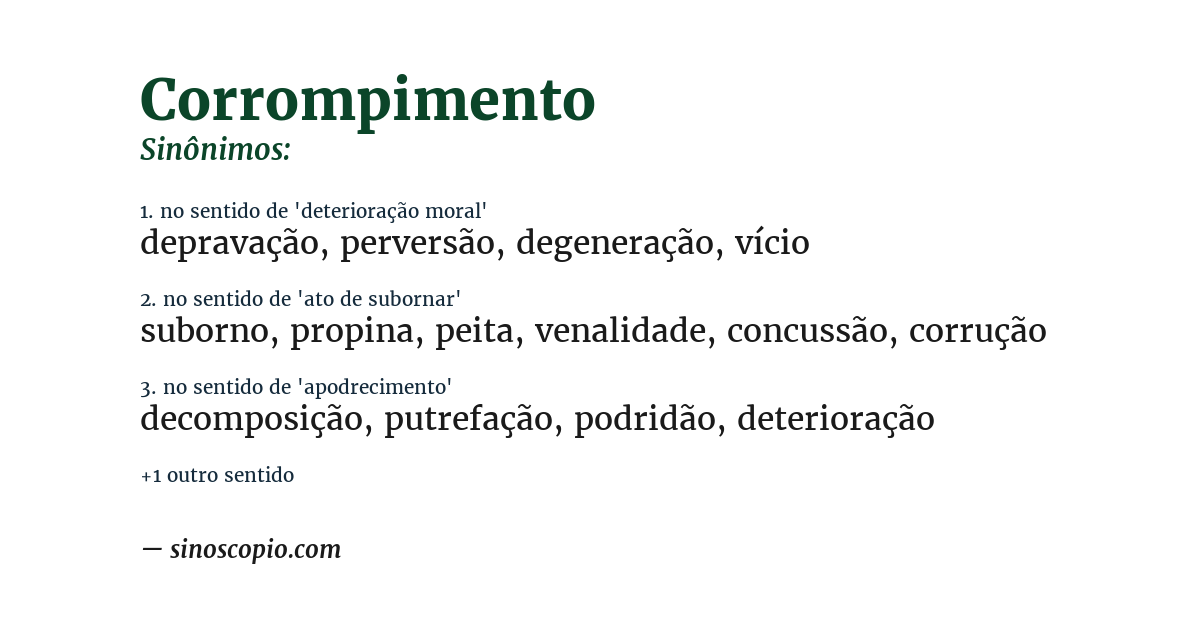 Sinônimo de corrompimento