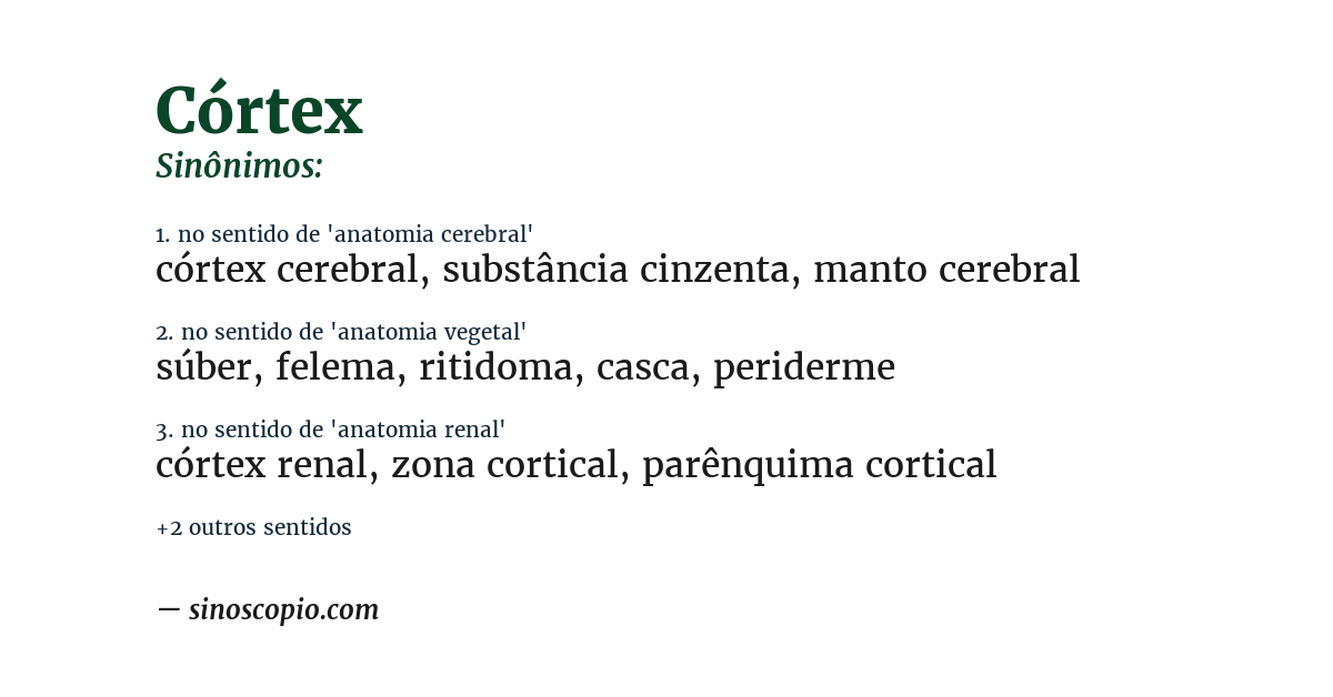 Sinônimo de córtex