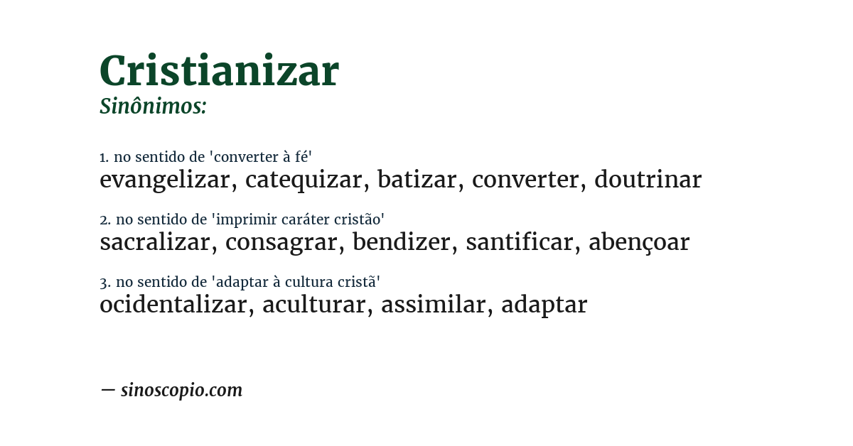 Sinônimo de cristianizar