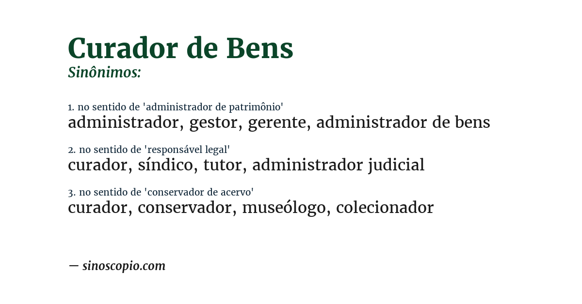 Sinônimo de curador de bens