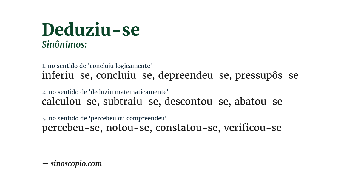 Sinônimo de deduziu-se