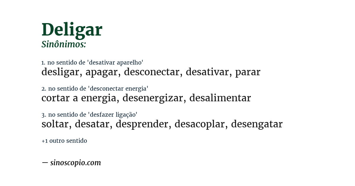 Sinônimo de deligar