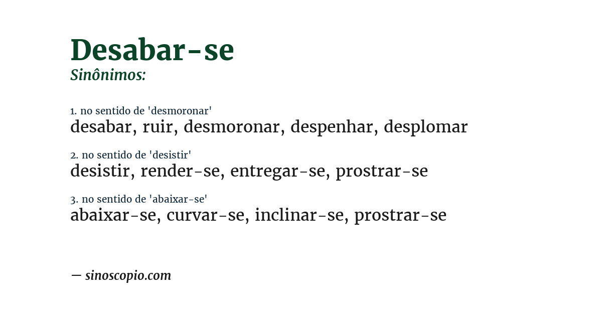 Sinônimo de desabar-se