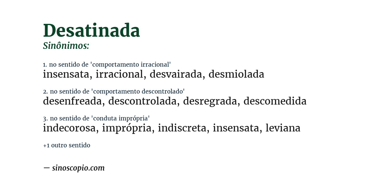 Sinônimo de desatinada