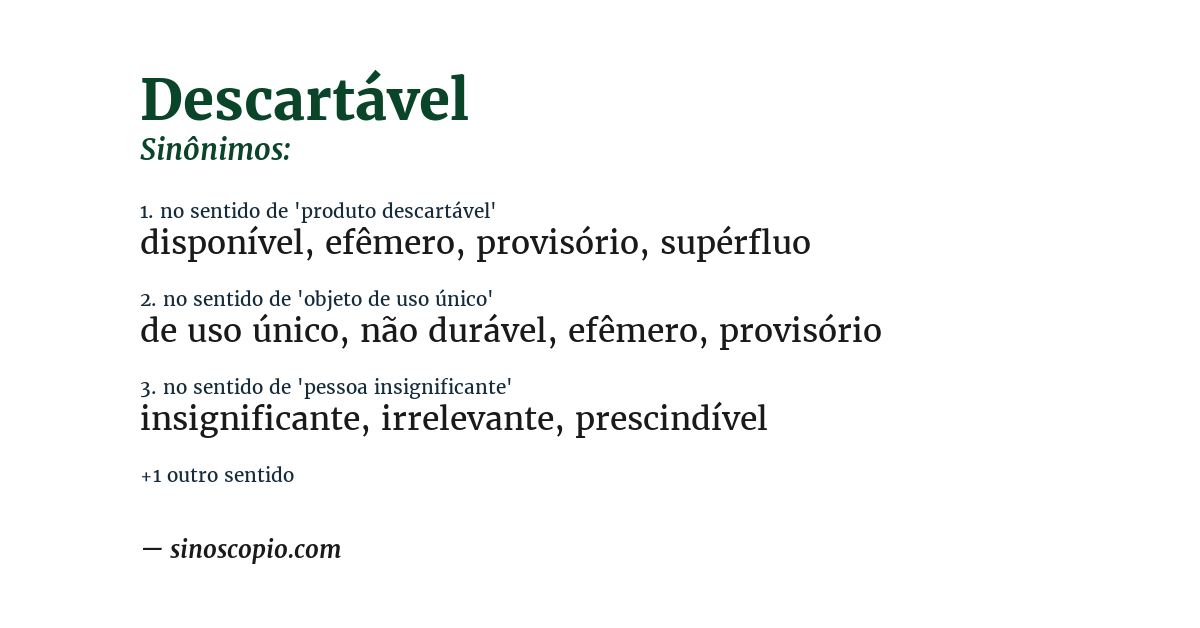 Sinônimo de descartável