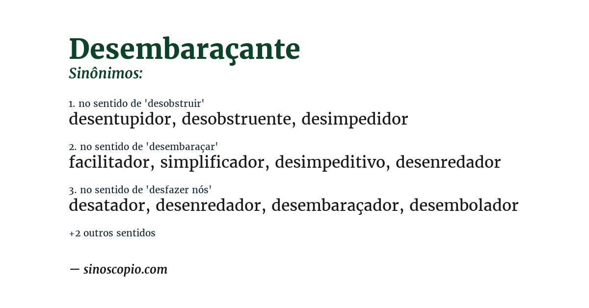 Sinônimo de desembaraçante